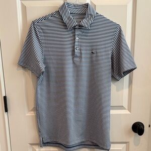 Vineyard Vines Men's AXS s/s Navy and White striped Polo Shirt